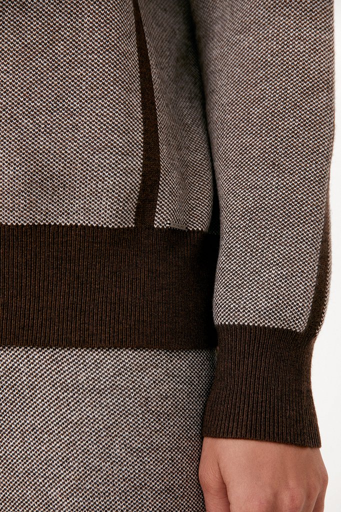Женский жаккардовый джемпер с шерстью оверсайз, Модель FAB11182, Фото №5