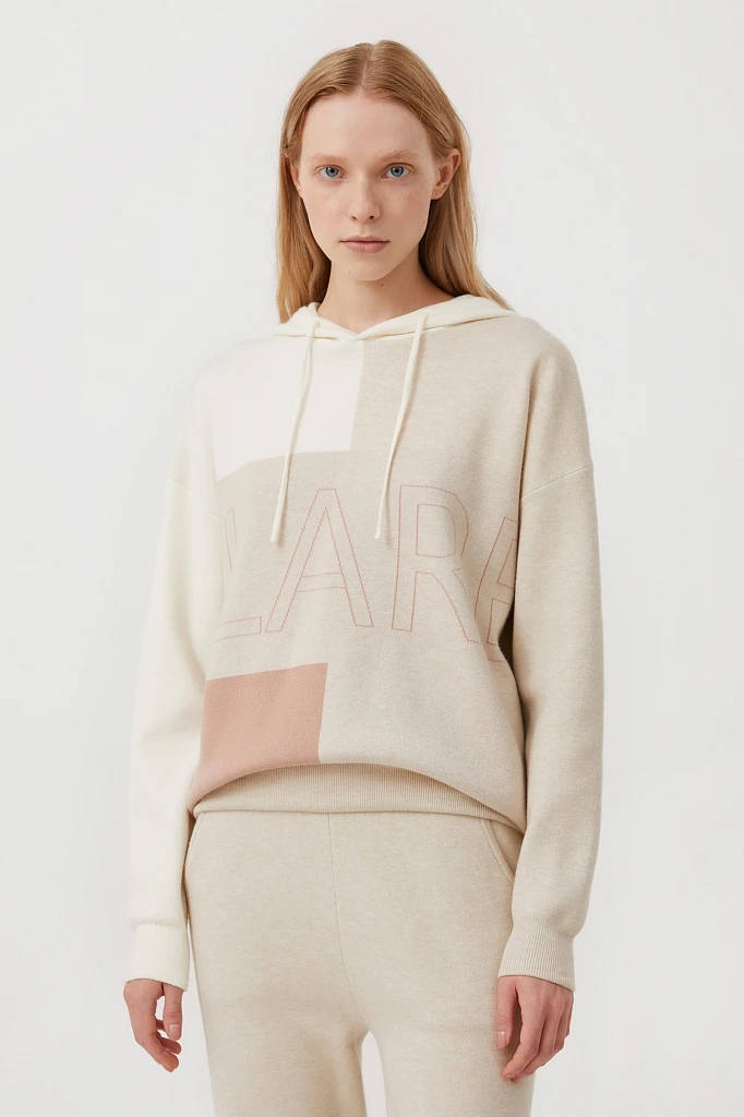 Свободное женское худи в стиле color block, Модель FAB11183, Фото №1