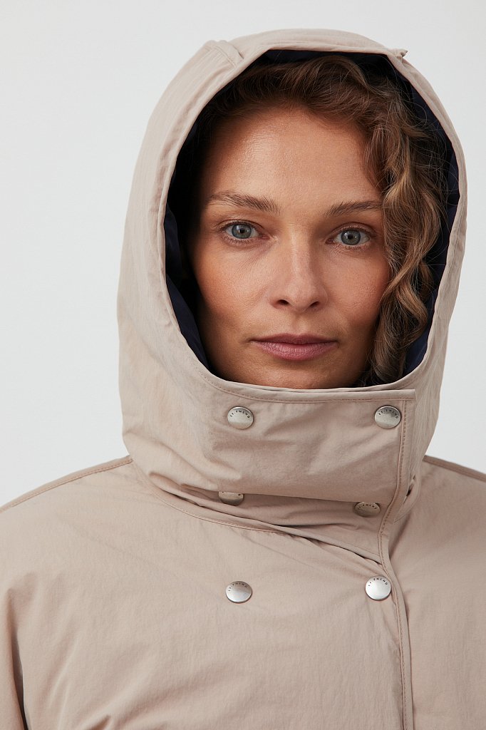 Утепленная двусторонняя куртка женская с капюшоном, Модель FAB110206, Фото №6