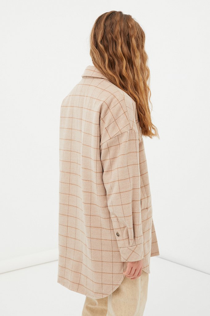 Драповое женское пальто в рубашечном стиле, Модель FAB11040, Фото №5
