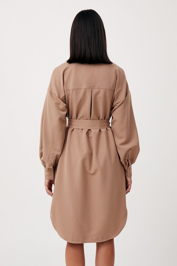 Платье-рубашка оверсайз с объемными рукавами, Модель FAB11011, Фото №4