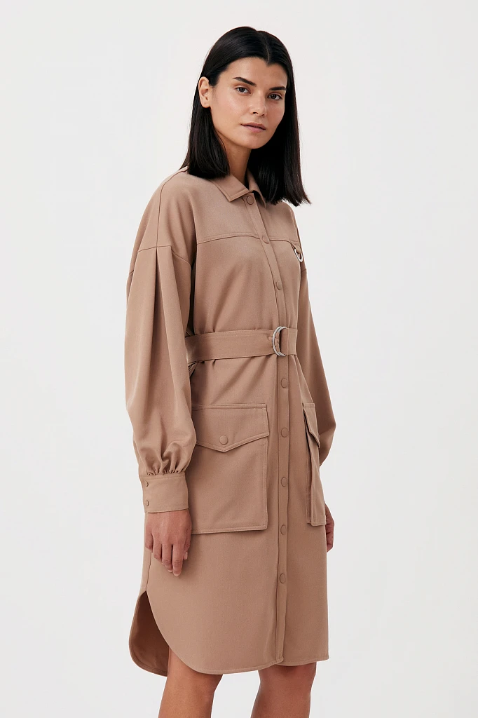 Платье-рубашка oversize с объемными рукавами, Модель FAB11011, Фото №3