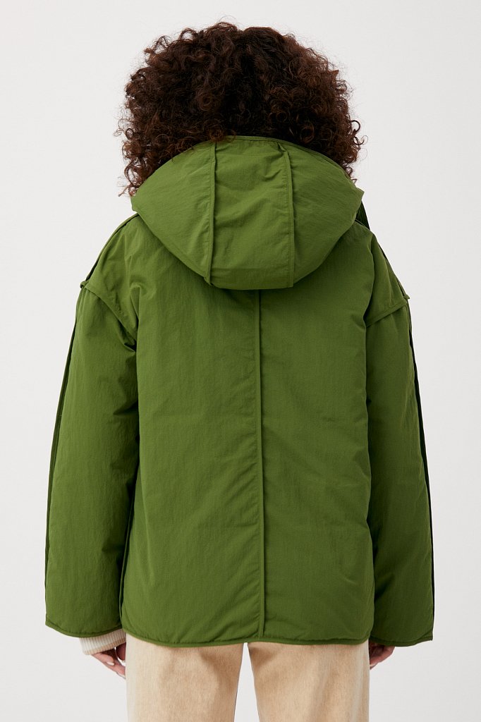 Утепленная двусторонняя куртка женская с капюшоном, Модель FAB110206, Фото №4