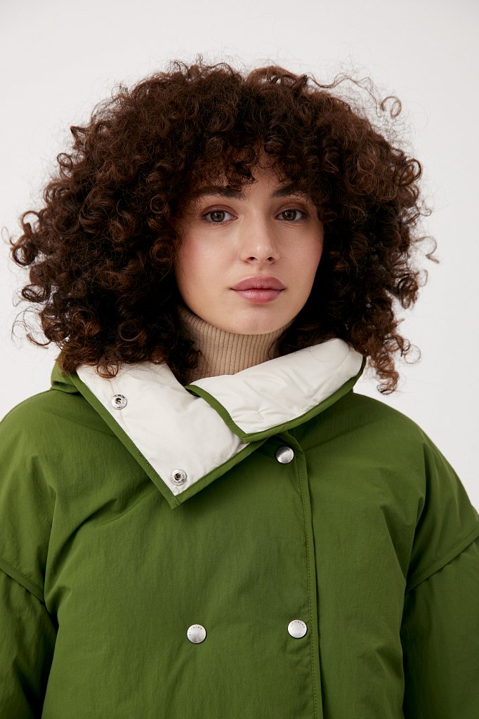 Утепленная двусторонняя куртка женская с капюшоном, Модель FAB110206, Фото №5