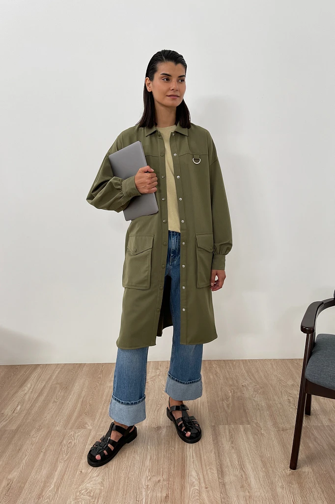 Платье-рубашка oversize с объемными рукавами, Модель FAB11011, Фото №1