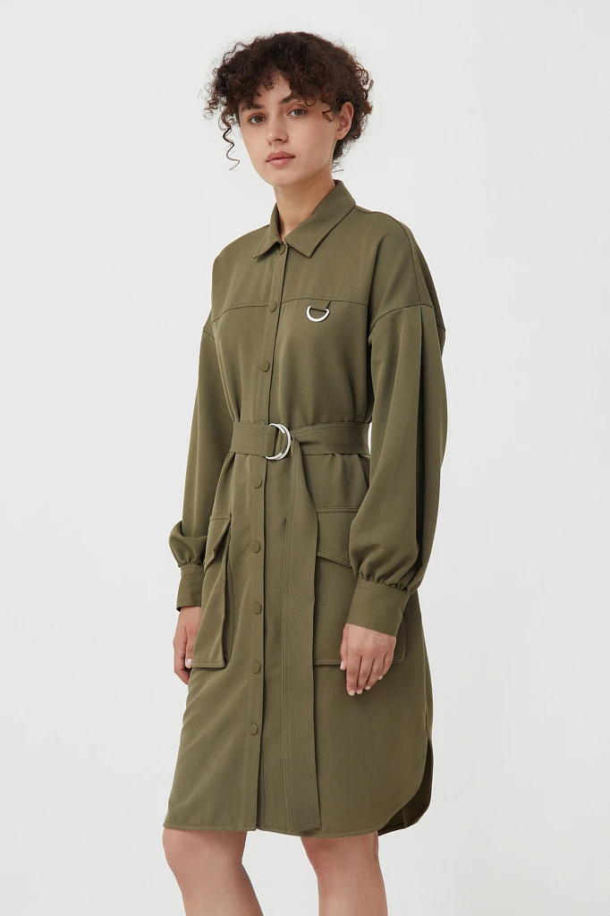 Платье-рубашка oversize с объемными рукавами, Модель FAB11011, Фото №4