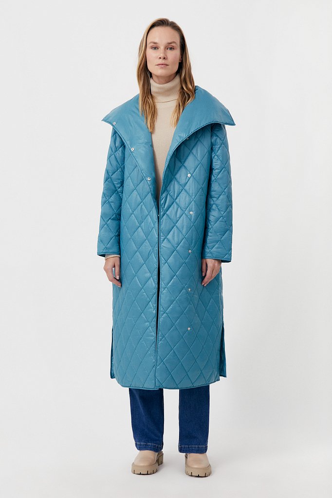 Cтеганое объемное пальто с утеплителем, Модель FAB110106, Фото №2