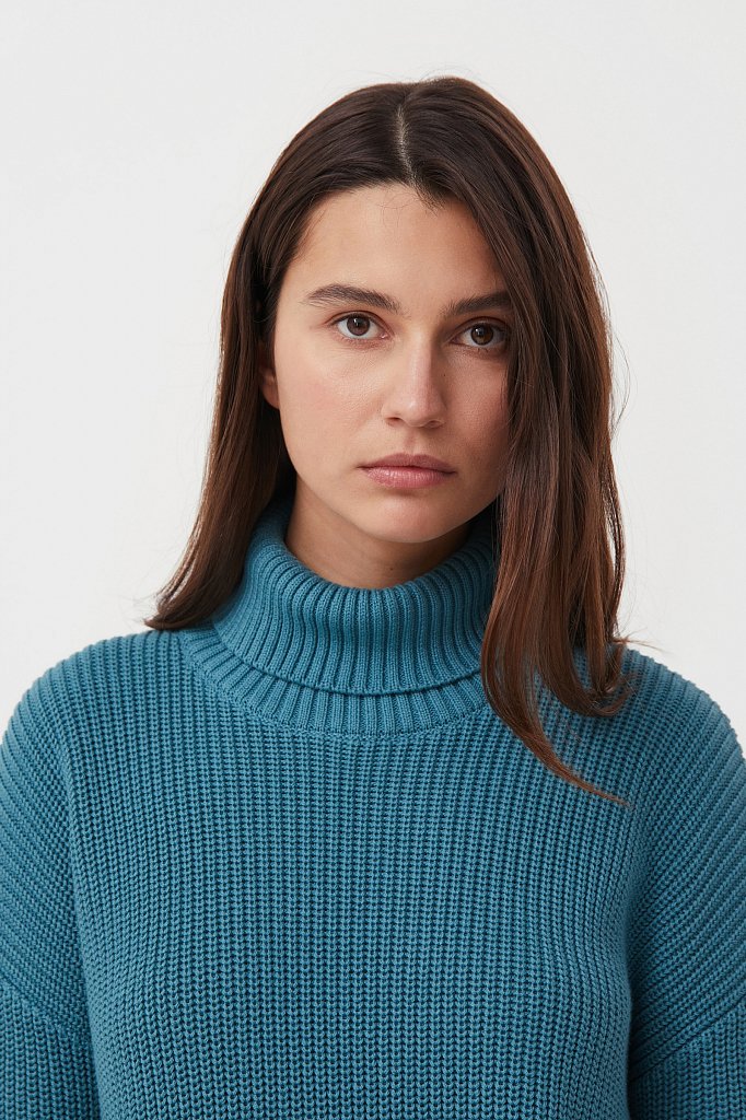 Женский свитер с различными вязанными узорами, Модель FAB11124, Фото №6