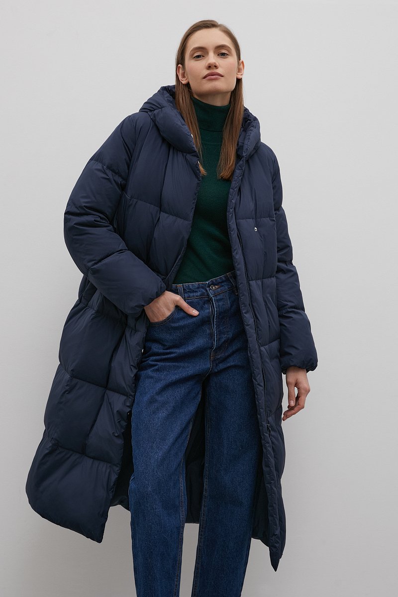 Пуховое пальто с капюшоном, Модель FAC110102, Фото №1