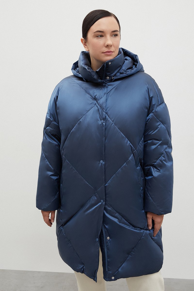 Пуховое пальто с капюшоном, Модель FAC11096B, Фото №1