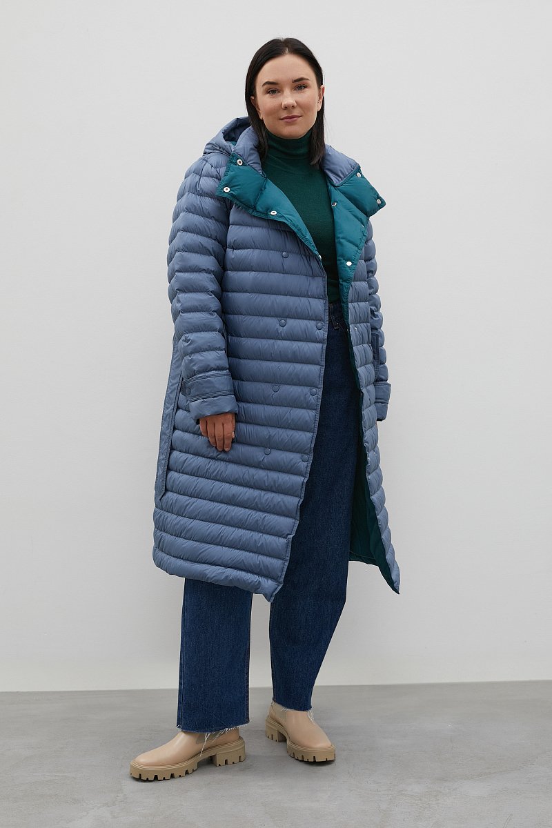 Пуховое пальто с поясом на талии, Модель FAC110100B, Фото №2