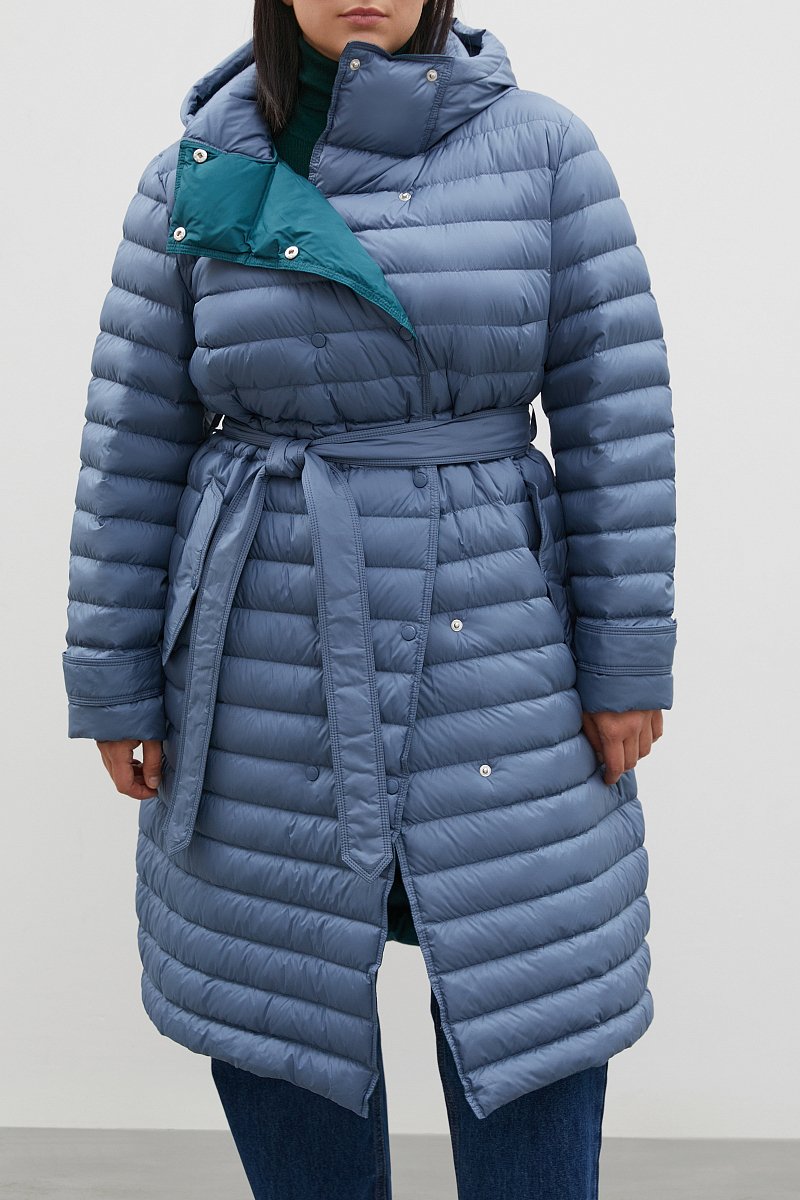 Пуховое пальто с поясом на талии, Модель FAC110100B, Фото №3