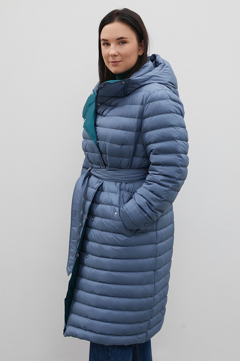 Пуховое пальто с поясом на талии, Модель FAC110100B, Фото №4