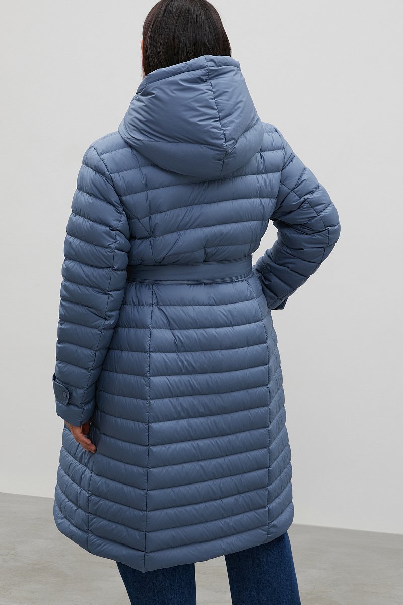 Пуховое пальто с поясом на талии, Модель FAC110100, Фото №5