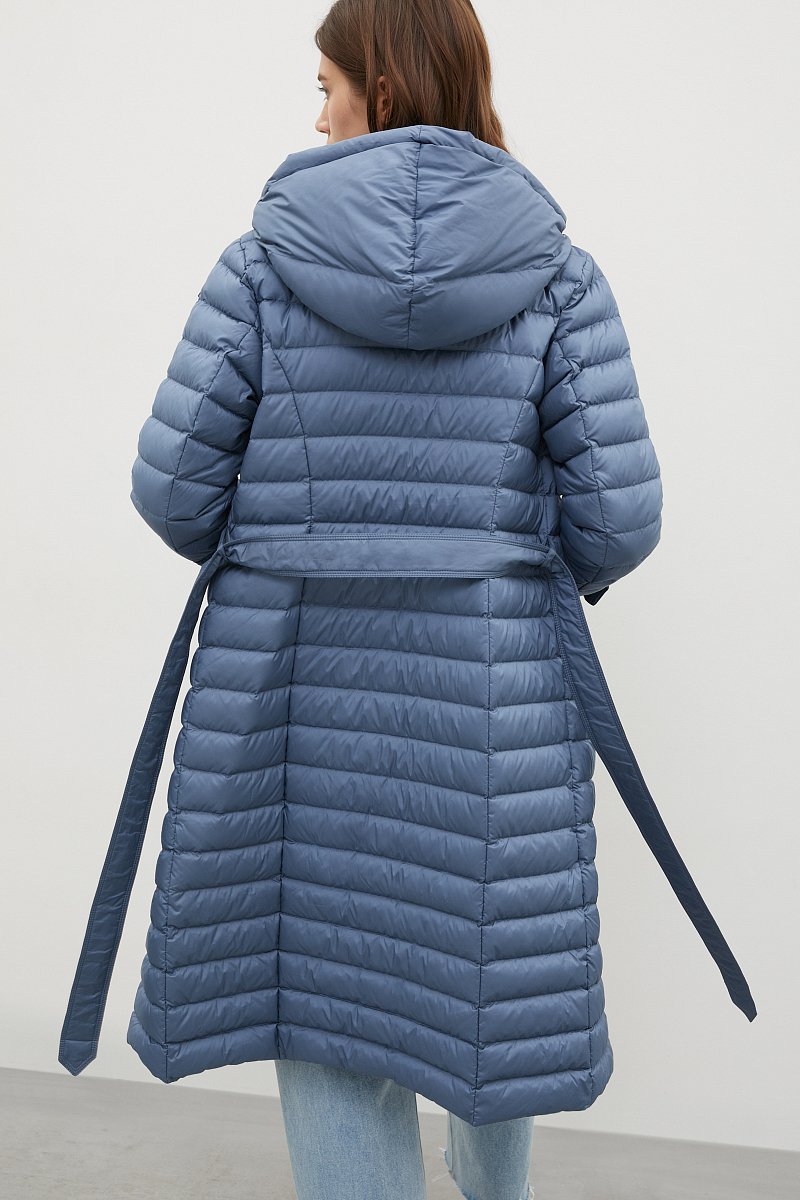 Пуховое пальто с поясом на талии, Модель FAC110100, Фото №5