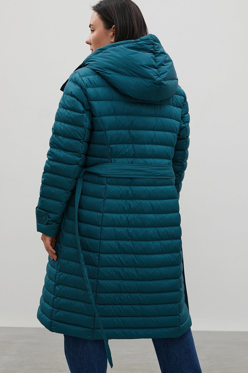 Пуховое пальто с поясом на талии, Модель FAC110100B, Фото №5