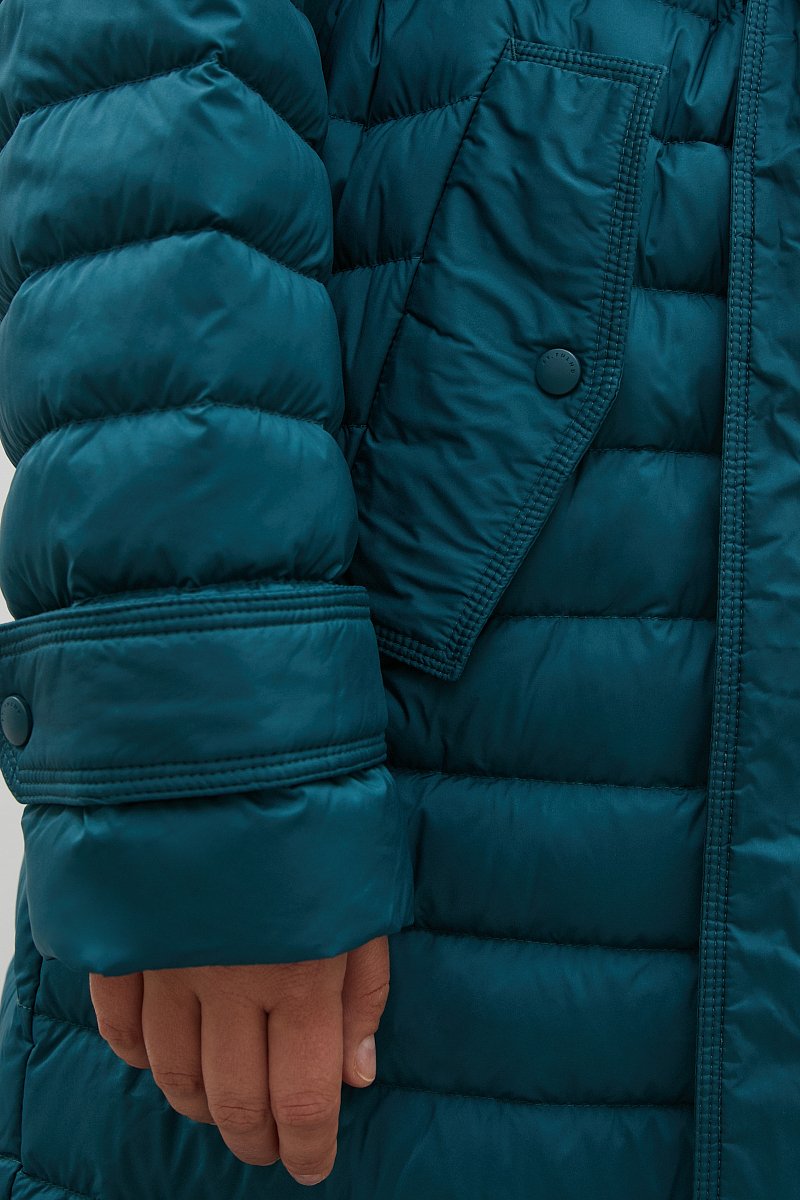 Пуховое пальто с поясом на талии, Модель FAC110100, Фото №7