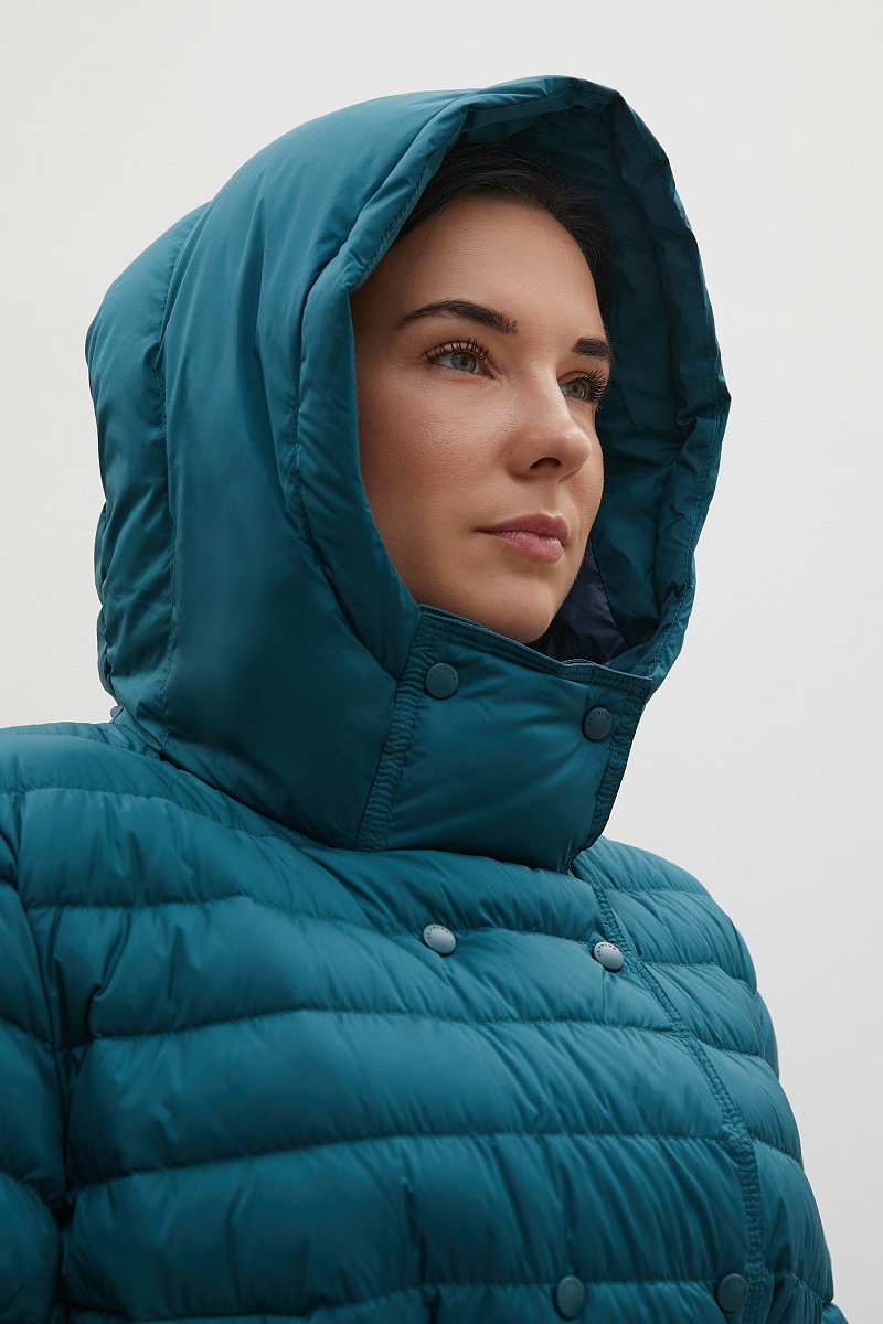 Пуховое пальто с поясом на талии, Модель FAC110100, Фото №8