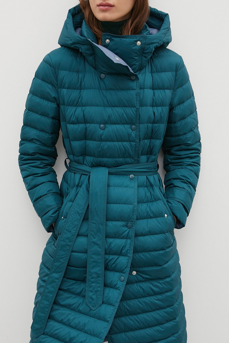Пуховое пальто с поясом на талии, Модель FAC110100, Фото №3