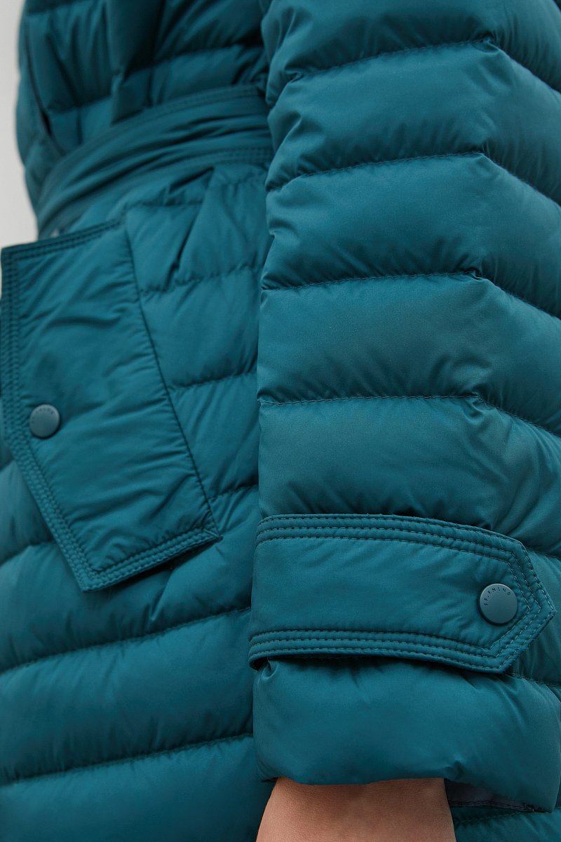Пуховое пальто с поясом на талии, Модель FAC110100, Фото №6