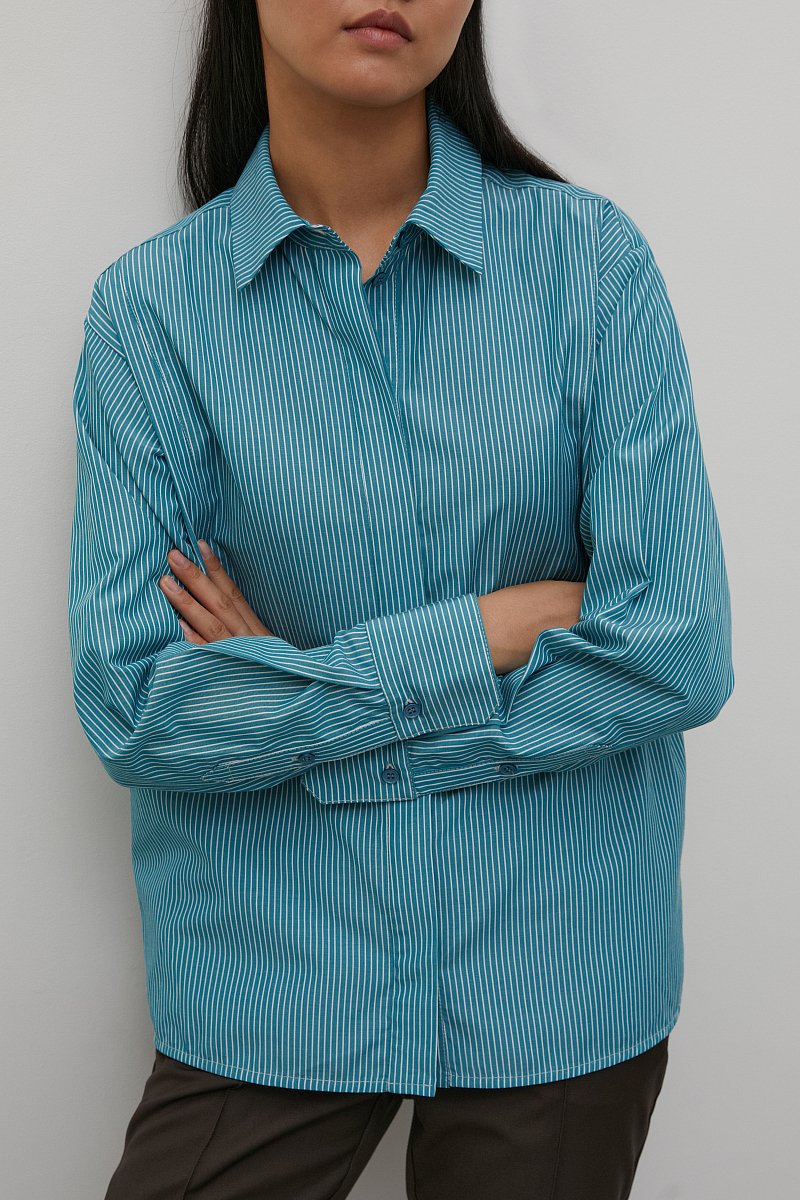Рубашка женская свободного силуэта с хлопком, Модель FAC11068, Фото №3