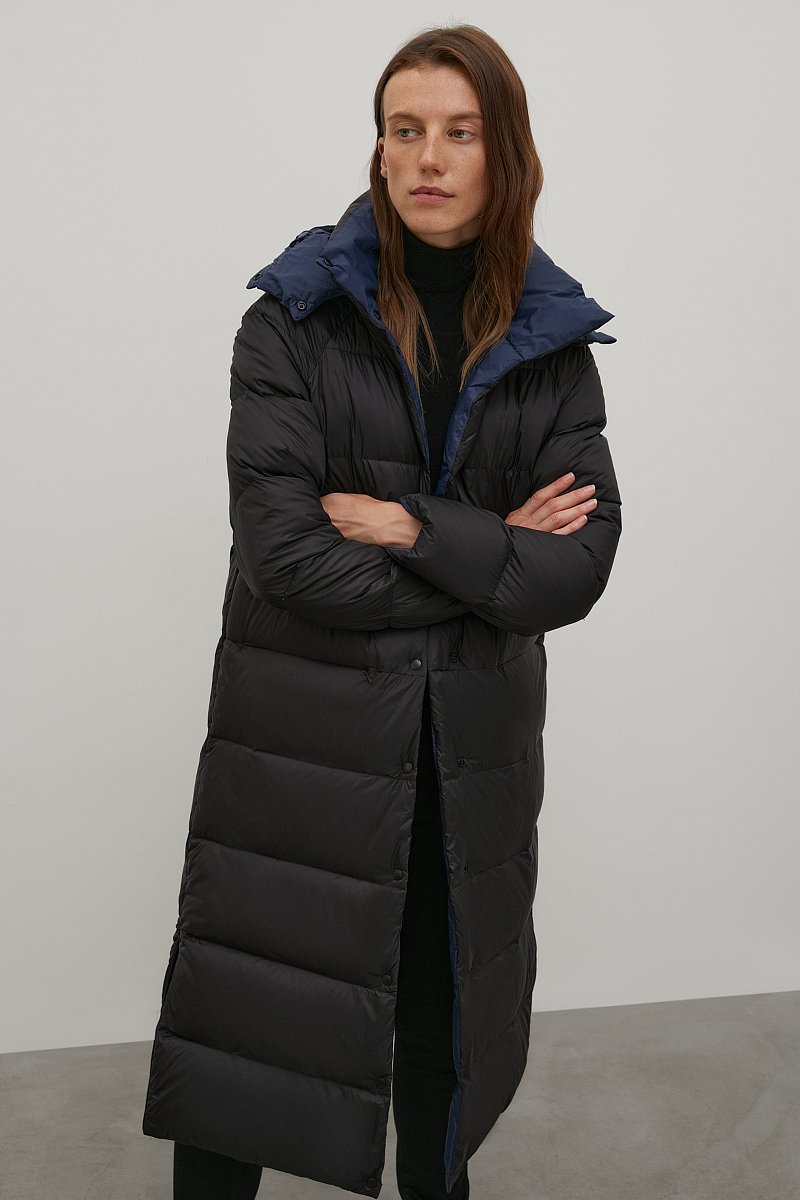 Пуховое пальто с капюшоном, Модель FAC12009, Фото №1
