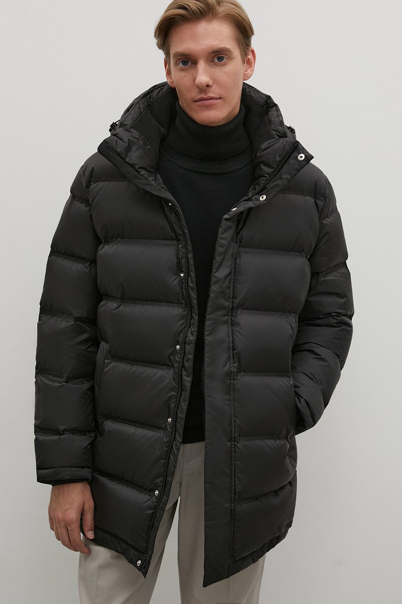 Пуховое пальто  с капюшоном, Модель FAC21032, Фото №1