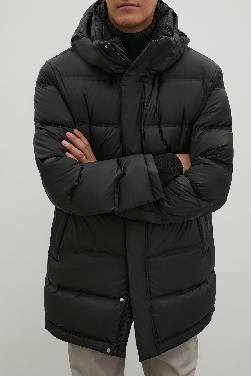 Пуховое пальто  с капюшоном, Модель FAC21032, Фото №3