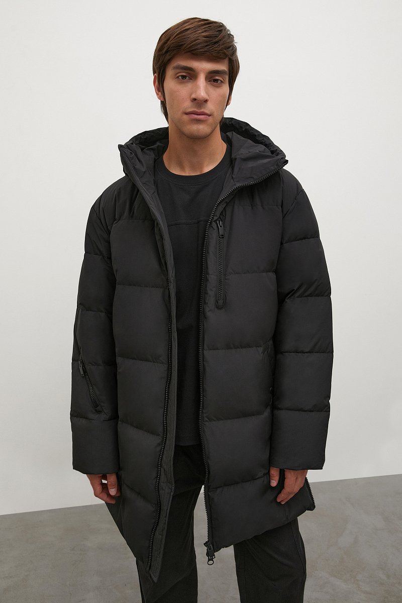 Пуховое пальто с капюшоном, Модель FAC22014, Фото №1