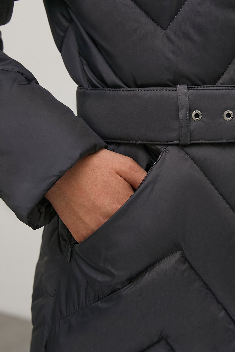 Утепленное пальто с поясом, Модель FAC110114, Фото №7