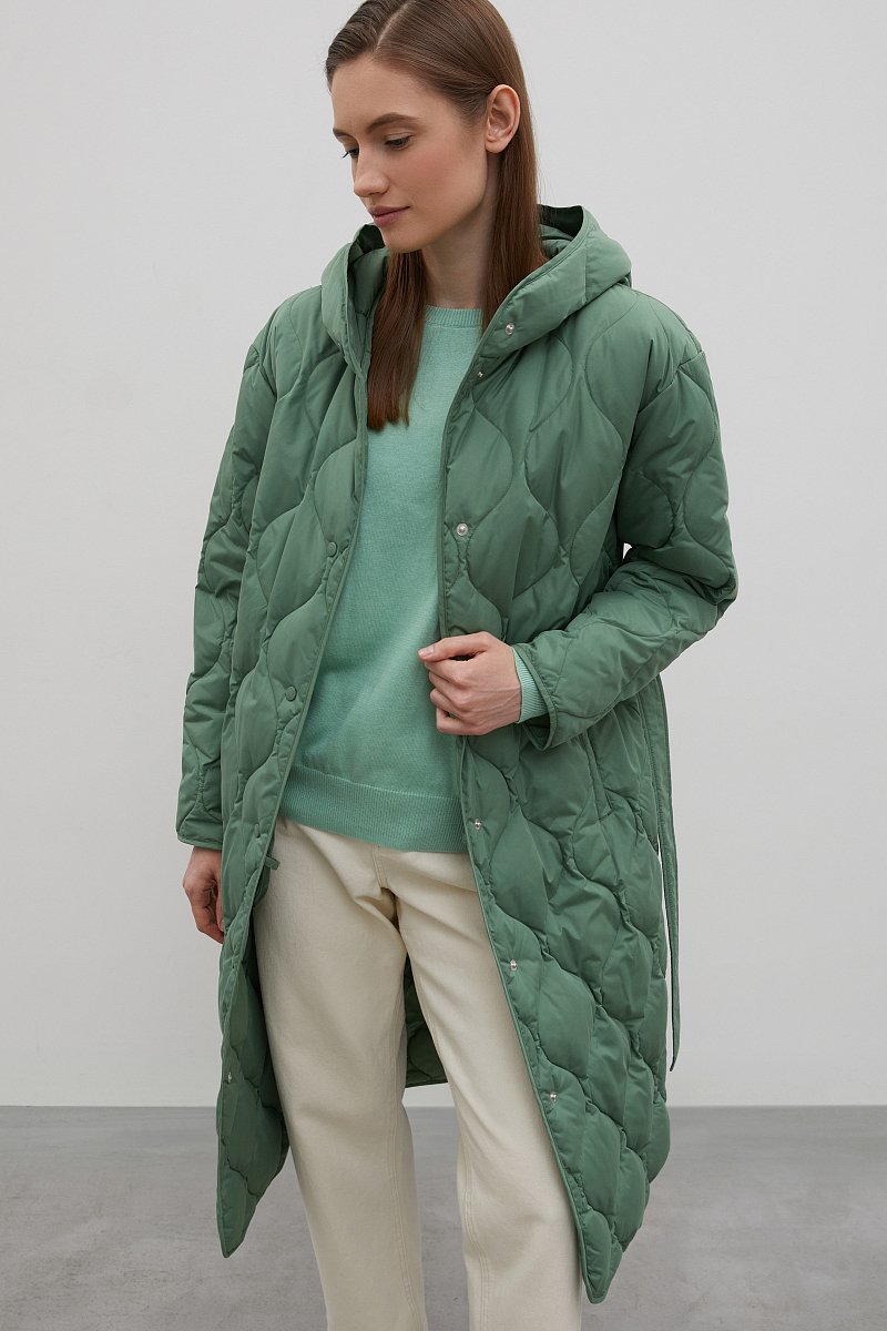 Стеганое пуховое пальто, Модель FAC11045, Фото №1