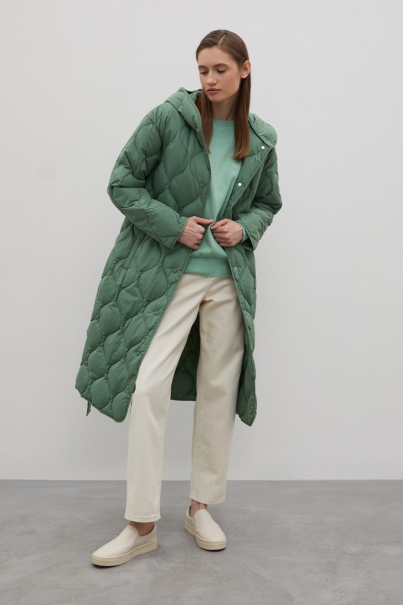 Стеганое пуховое пальто, Модель FAC11045, Фото №2