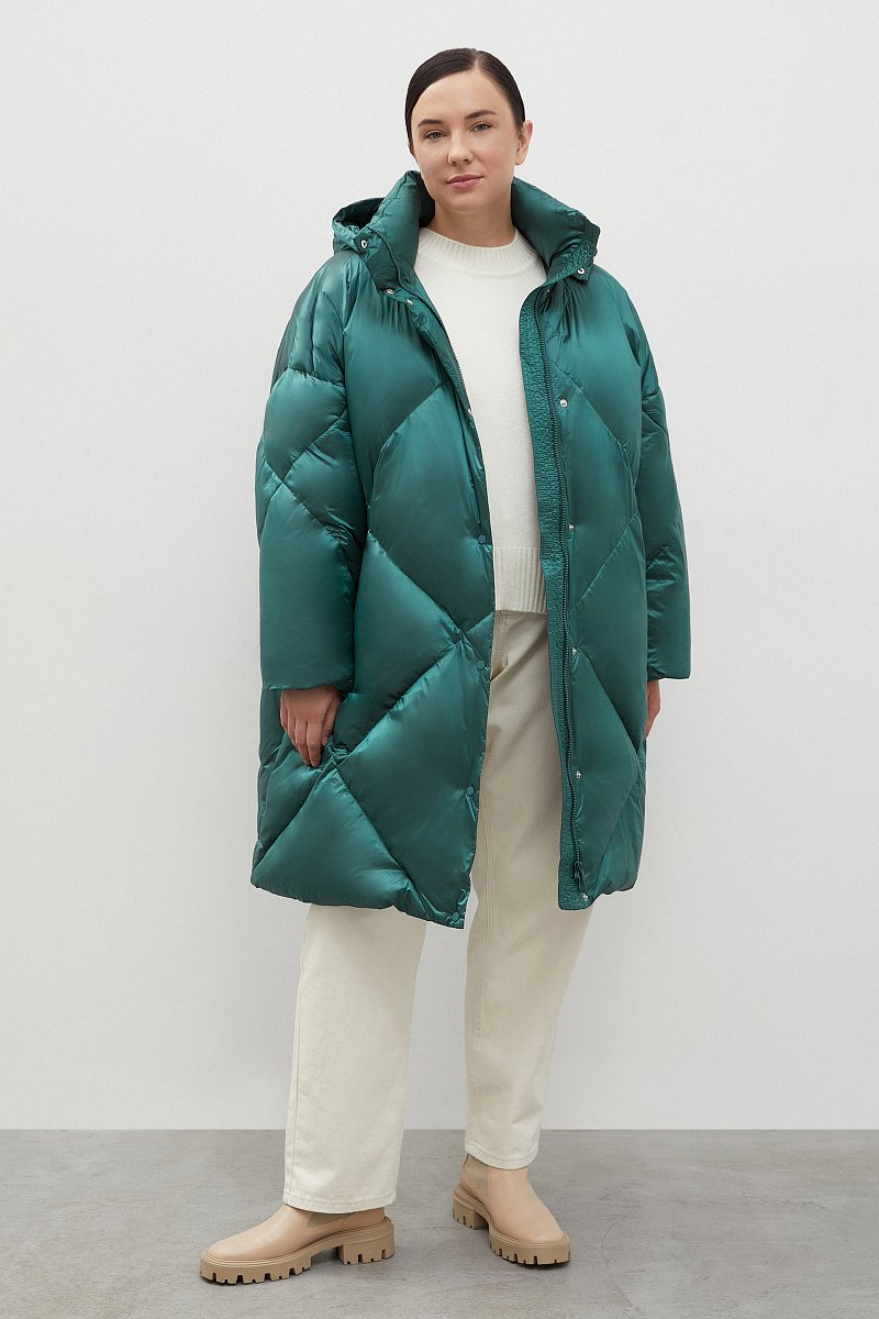 Пуховое пальто с капюшоном, Модель FAC11096B, Фото №2