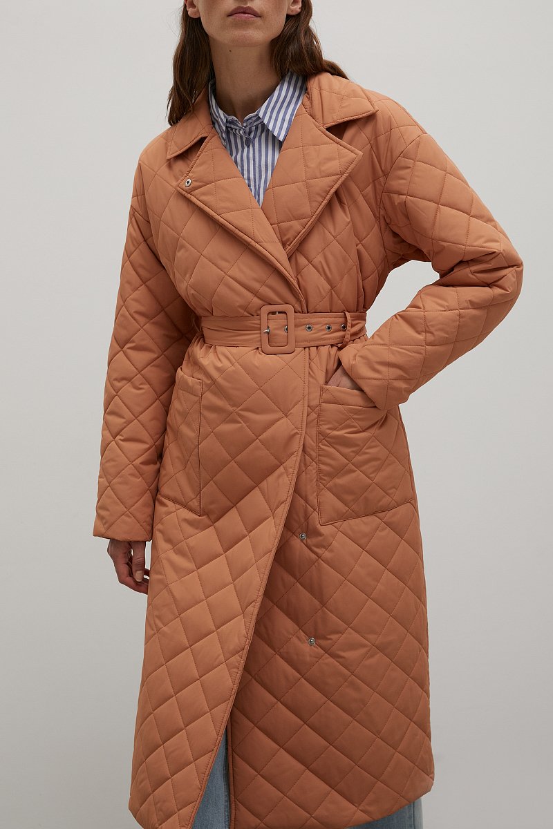 Утепленное пальто с поясом, Модель FAC11015, Фото №3