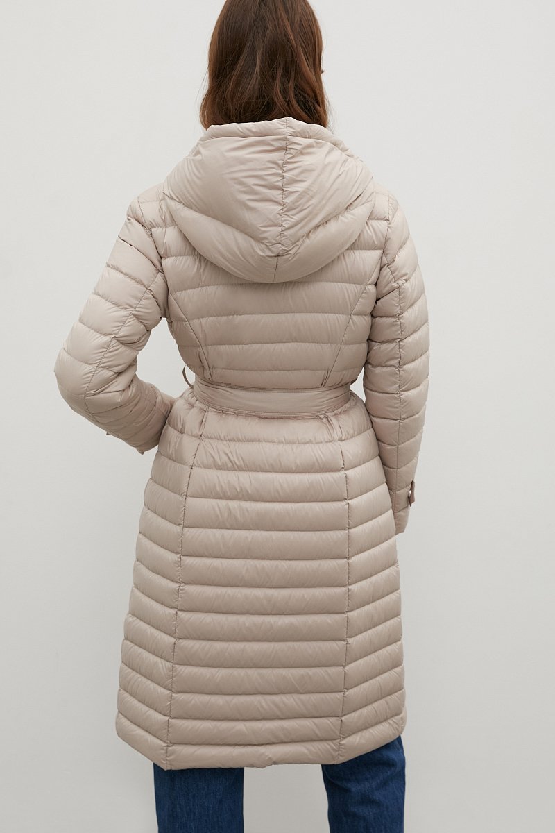 Пуховое пальто с поясом на талии, Модель FAC110100, Фото №6
