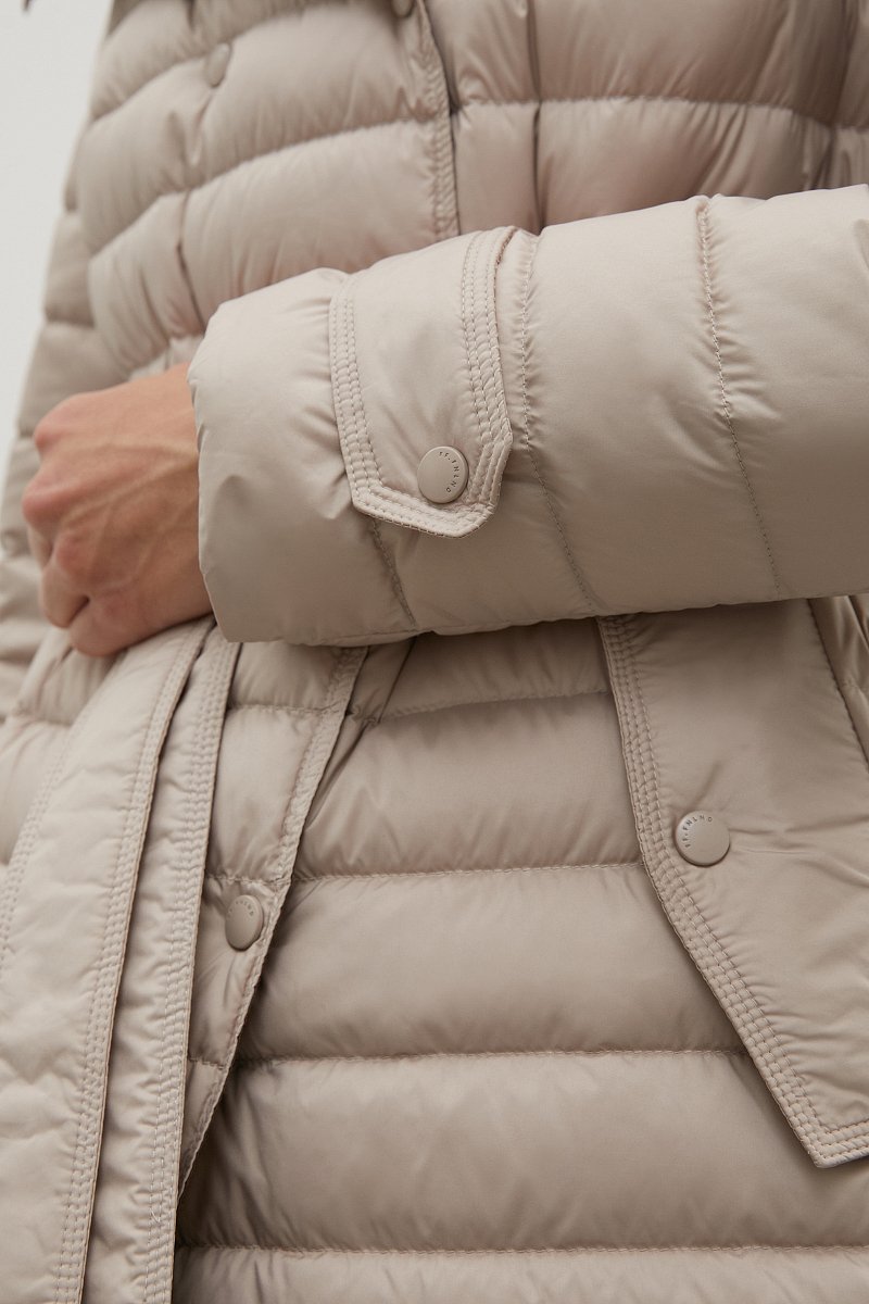 Пуховое пальто с поясом на талии, Модель FAC110100, Фото №7