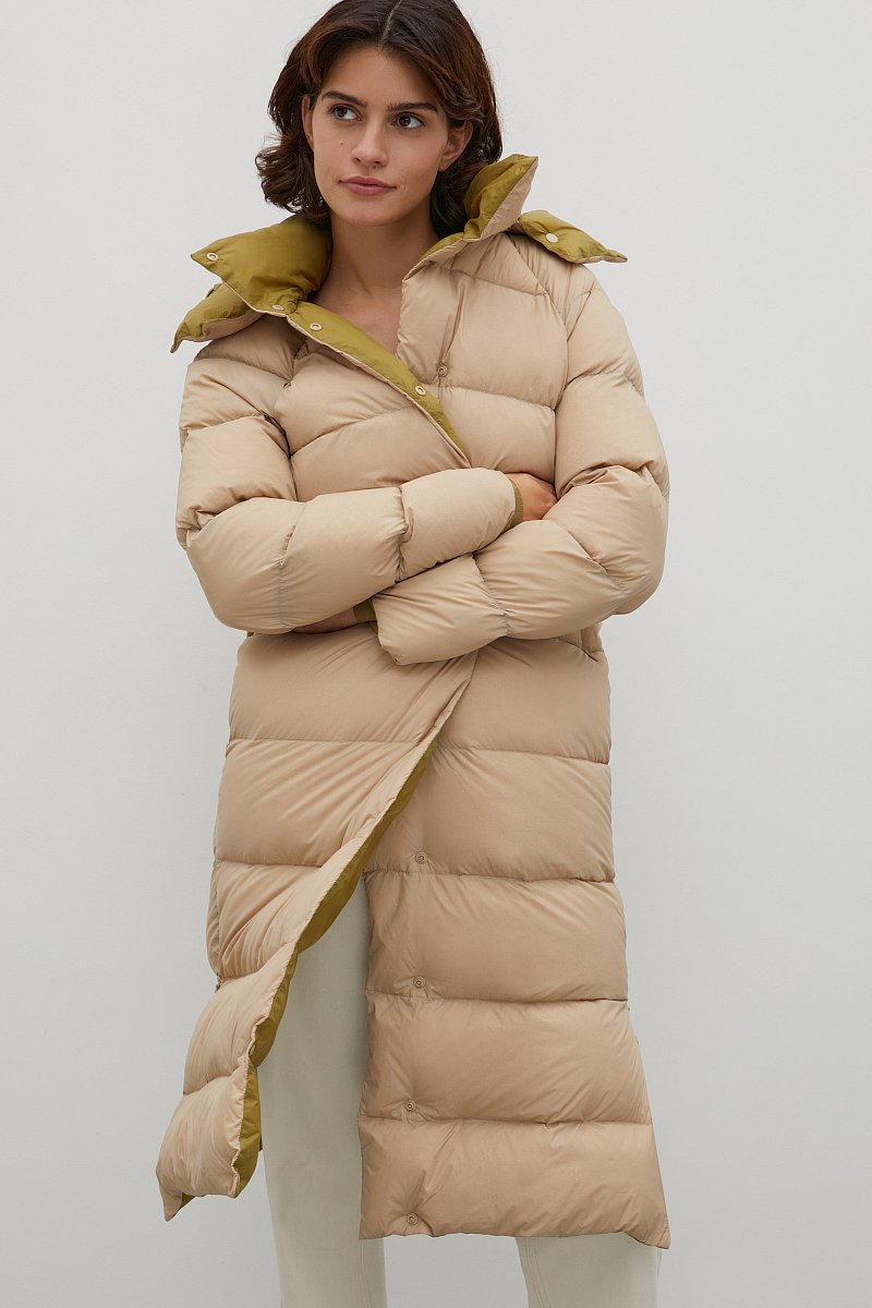 Пуховое пальто с капюшоном, Модель FAC12009, Фото №1