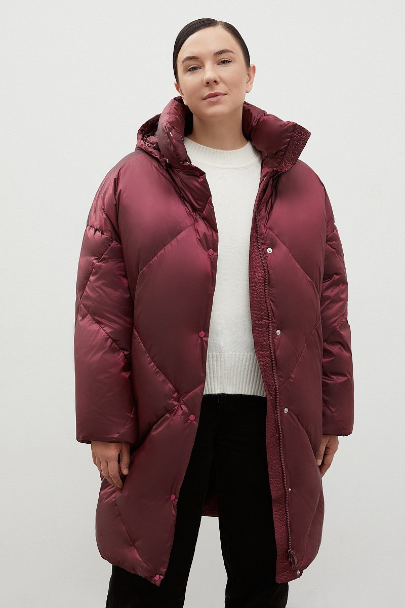 Пуховое пальто с капюшоном, Модель FAC11096B, Фото №1