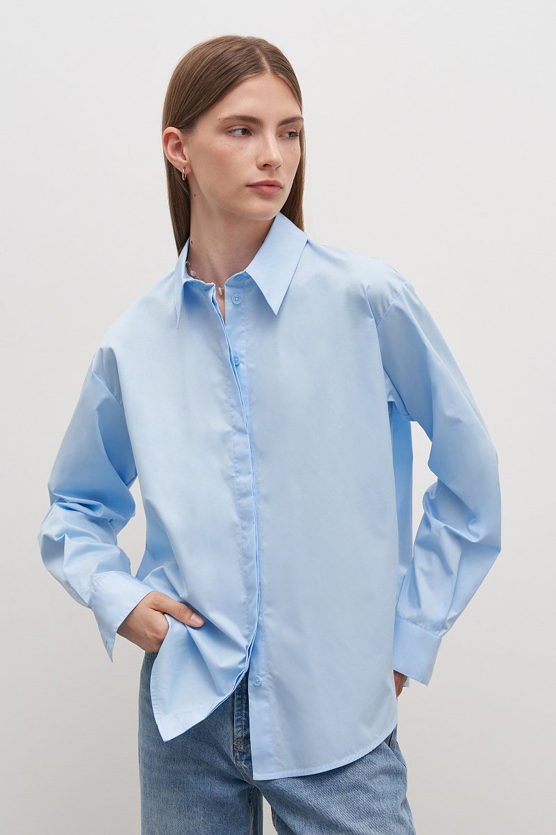 Рубашка из хлопка с отложным воротником, Модель FAD110219, Фото №1