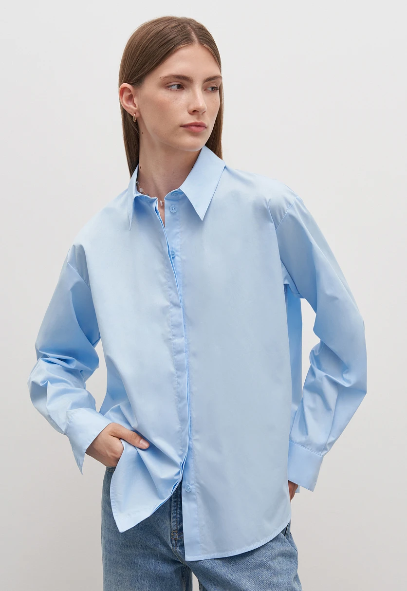 Рубашка из хлопка с отложным воротником, Модель FAD110219, Фото №1