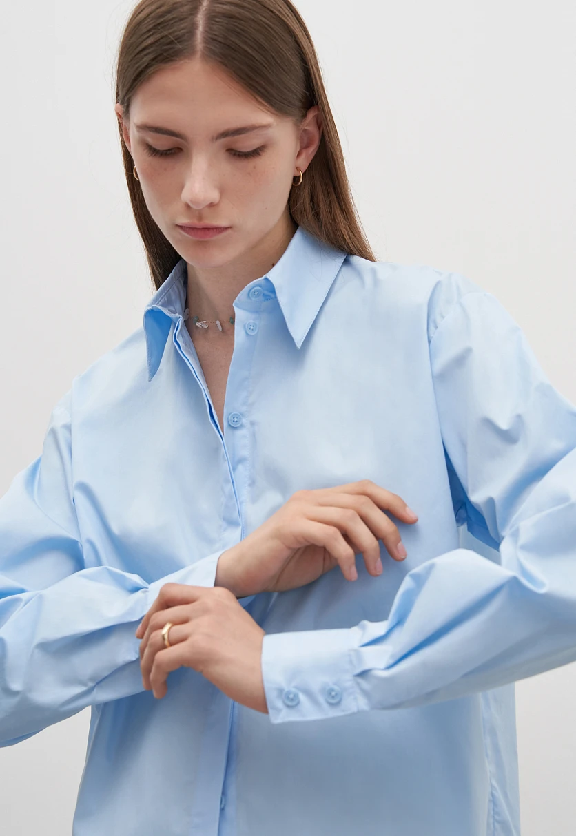 Рубашка из хлопка с отложным воротником, Модель FAD110219, Фото №3