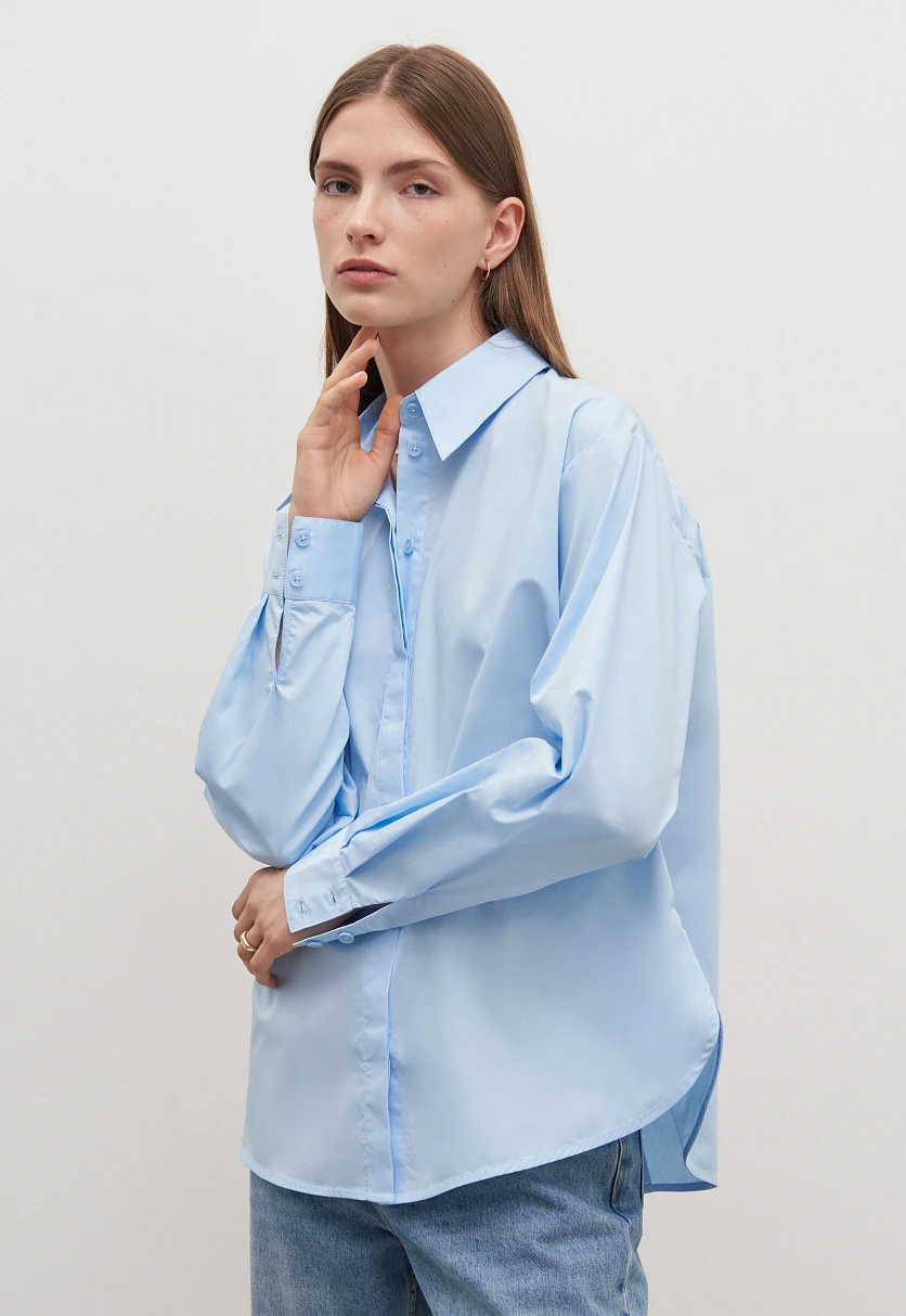 Рубашка из хлопка с отложным воротником, Модель FAD110219, Фото №4