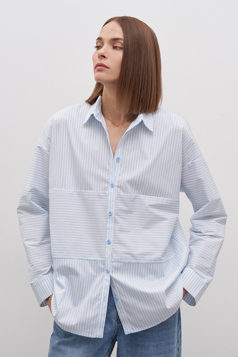 Рубашка из хлопка с отложным воротником, Модель FAD110108, Фото №1