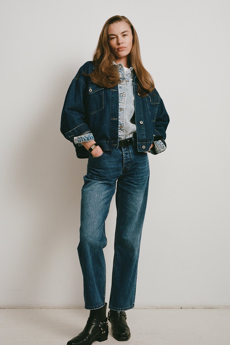 Женские джинсы straight fit со средней посадкой, Модель FAD15004, Фото №1