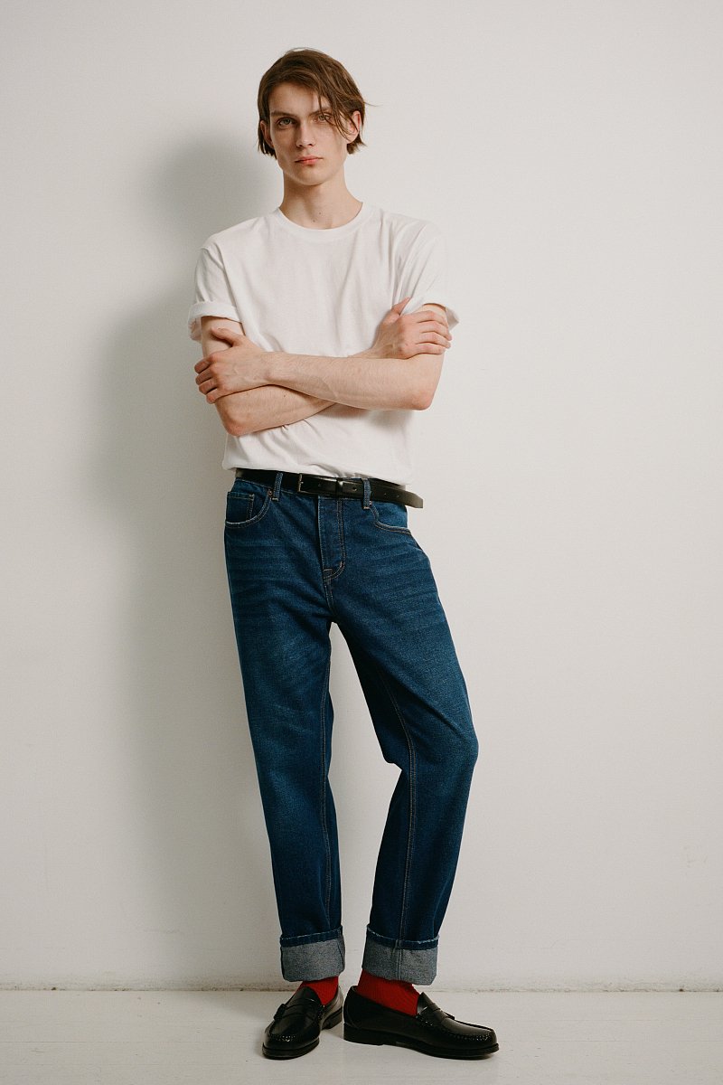 Прямые мужские джинсы slim fit из хлопка, Модель FAD25008, Фото №1