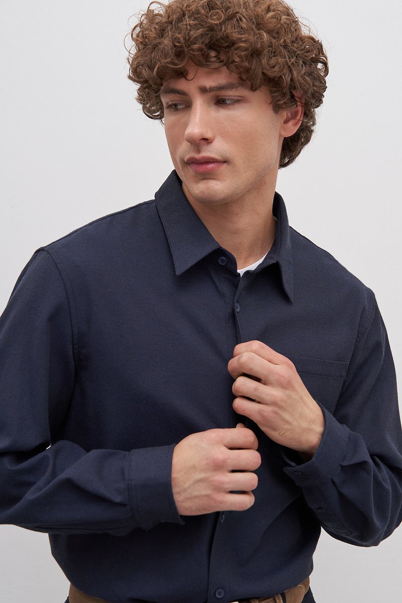 Рубашка из хлопка с отложным воротником, Модель FAD21097, Фото №3