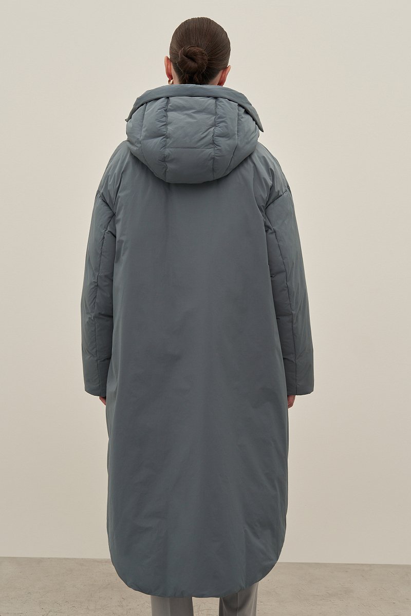 Пуховое пальто широкого силуэта с хлопком, Модель FAD11069, Фото №4