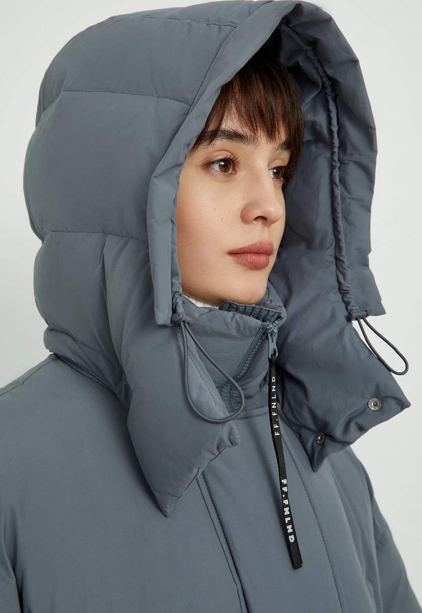 Пуховое пальто широкого силуэта с хлопком, Модель FAD11069, Фото №6