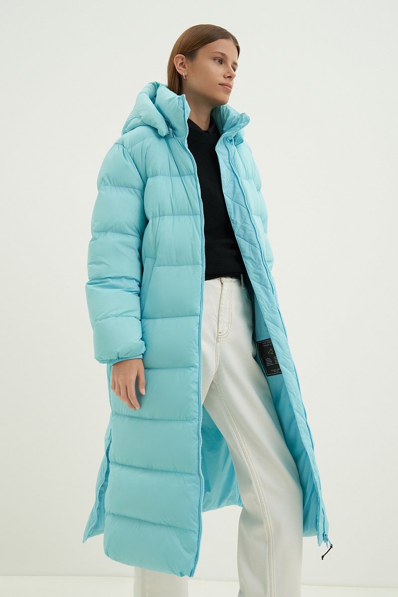 Пуховое женское пальто с капюшоном, Модель FAD11078, Фото №3