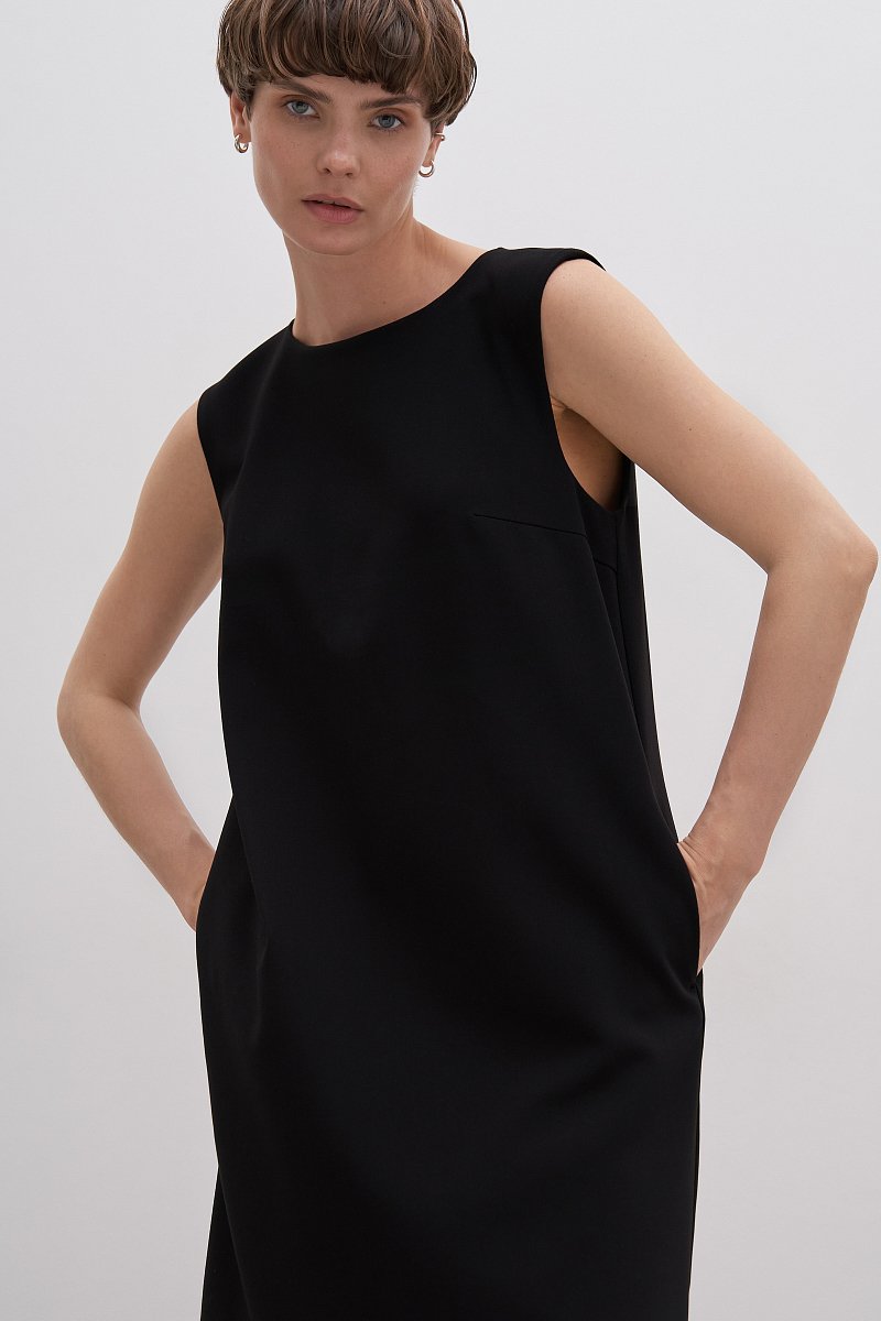 Платье прямого силуэта с округлым воротником, Модель FAD110175, Фото №3